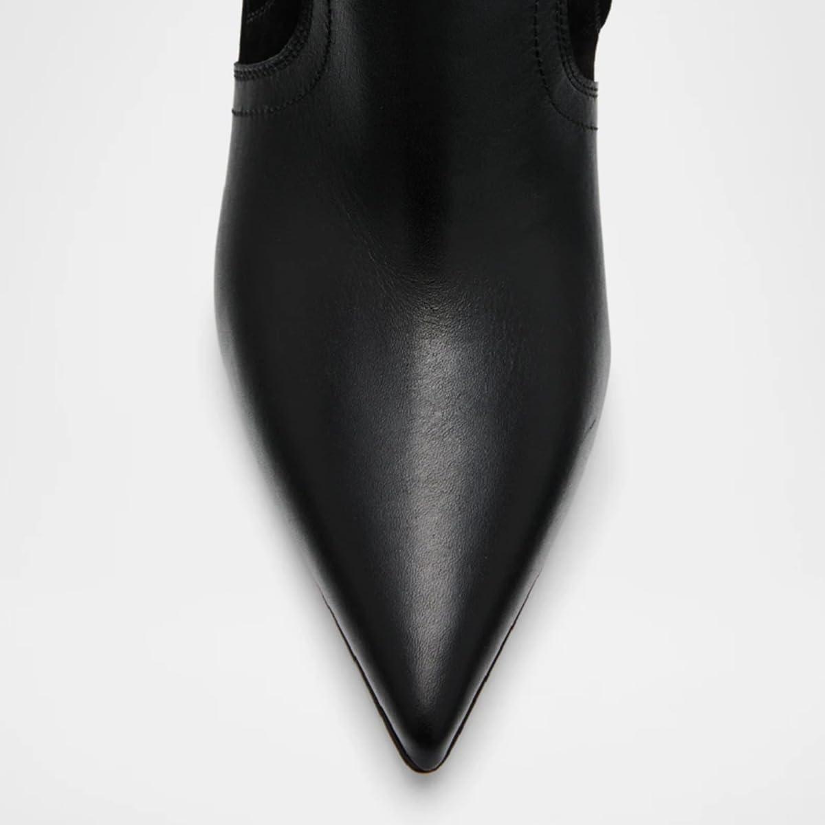 imageFSJ Women Pointed Toe Cowboy Boots Embroidered Chunky High Heel Knee High Boots Western Pull On Fashion Dress Shoes Size 416 USBlack