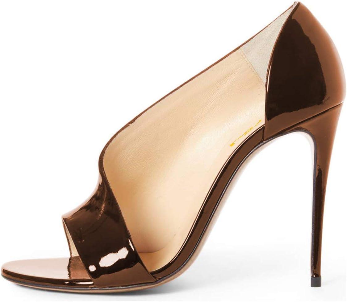 imageFSJ Women Sexy Stiletto High Heels Pumps Open Toe Sandals DOrsay Party Prom Shoes Size 415 USBrown