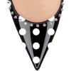 imageFSJ Women Bridal Pointed Toe Chunky Block High Heel Crystal Pumps Slip on Wedding Thick Comfort Evening Dress Studded Rivets ShoesBlack and White Polka Dots
