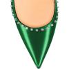 imageFSJ Women Bridal Pointed Toe Chunky Block High Heel Crystal Pumps Slip on Wedding Thick Comfort Evening Dress Studded Rivets ShoesGreen Matte Leather