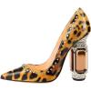 imageFSJ Women Bridal Pointed Toe Chunky Block High Heel Crystal Pumps Slip on Wedding Thick Comfort Evening Dress Studded Rivets ShoesLeopard Print