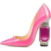 imageFSJ Women Bridal Pointed Toe Chunky Block High Heel Crystal Pumps Slip on Wedding Thick Comfort Evening Dress Studded Rivets ShoesPink Crystal Heel