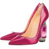 imageFSJ Women Bridal Pointed Toe Chunky Block High Heel Crystal Pumps Slip on Wedding Thick Comfort Evening Dress Studded Rivets ShoesPink Matte Leather