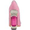 imageFSJ Women Bridal Pointed Toe Chunky Block High Heel Crystal Pumps Slip on Wedding Thick Comfort Evening Dress Studded Rivets ShoesPink Suede