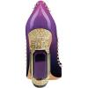 imageFSJ Women Bridal Pointed Toe Chunky Block High Heel Crystal Pumps Slip on Wedding Thick Comfort Evening Dress Studded Rivets ShoesPurple Gradient