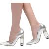 imageFSJ Women Bridal Pointed Toe Chunky Block High Heel Crystal Pumps Slip on Wedding Thick Comfort Evening Dress Studded Rivets ShoesSilver