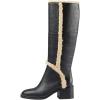imageFSJ Women Fashion Knee High Round Toe Mid Chunky Block Heel Riding Dress Winter Wool Spring Shaft BootsBlack