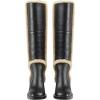 imageFSJ Women Fashion Knee High Round Toe Mid Chunky Block Heel Riding Dress Winter Wool Spring Shaft BootsBlack