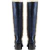 imageFSJ Women Fashion Knee High Round Toe Mid Chunky Block Heel Riding Dress Winter Wool Spring Shaft BootsBlue