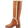 imageFSJ Women Fashion Knee High Round Toe Mid Chunky Block Heel Riding Dress Winter Wool Spring Shaft BootsPeru