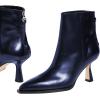 imageFSJ Women Pointed Toe Low Kitten Heel Ankle Boots Faux Leather Back Zipper Classic Short Booties Basic Office Dress Shoes Size 416 USBlue