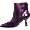 imageFSJ Women Pointed Toe Low Kitten Heel Ankle Boots Faux Leather Back Zipper Classic Short Booties Basic Office Dress Shoes Size 416 USPurple