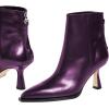 imageFSJ Women Pointed Toe Low Kitten Heel Ankle Boots Faux Leather Back Zipper Classic Short Booties Basic Office Dress Shoes Size 416 USPurple