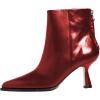 imageFSJ Women Pointed Toe Low Kitten Heel Ankle Boots Faux Leather Back Zipper Classic Short Booties Basic Office Dress Shoes Size 416 USRed