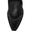 imageFSJ Women Retro Western Cowboy Boots with Studded Square Toe Stylish Low Block Heel Leather Cowgirl MidCalf Boots Shoes Size 416 USBlack