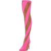 imageFSJ Women Sexy Pointed Toe Thigh High Boots Ladies Elastic Mesh Multicolor Over the Knee Boots Stretch Stiletto High Heel Long Nightclub Party Dress Shoes Size 416 USPink