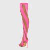 imageFSJ Women Sexy Pointed Toe Thigh High Boots Ladies Elastic Mesh Multicolor Over the Knee Boots Stretch Stiletto High Heel Long Nightclub Party Dress Shoes Size 416 USPink