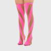 imageFSJ Women Sexy Pointed Toe Thigh High Boots Ladies Elastic Mesh Multicolor Over the Knee Boots Stretch Stiletto High Heel Long Nightclub Party Dress Shoes Size 416 USPink