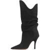 imageFSJ Women Slouchy Mid Calf Boots Pointed Toe Slim Stiletto High Heel Under Knee Boots V Cut Pointed Toe Pull On Winter Dress Shoe Size 415 USBlack