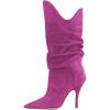 imageFSJ Women Slouchy Mid Calf Boots Pointed Toe Slim Stiletto High Heel Under Knee Boots V Cut Pointed Toe Pull On Winter Dress Shoe Size 415 USPurple
