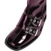imageFSJ Women Studded Knee High Boots Side Zipper Motorcycle Riding Boot Square Toe Chunky Mid Heel Metal Buckle Strap Fashion Fall Winter Shoes Size 416 USDarkorchid