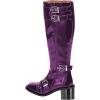 imageFSJ Women Studded Knee High Boots Side Zipper Motorcycle Riding Boot Square Toe Chunky Mid Heel Metal Buckle Strap Fashion Fall Winter Shoes Size 416 USPurple