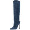 imageFSJ Women Comfy High Stiletto Heel Knee High Long Boots Closed Pointed Toe Pull On Classic Party Stretch Shoes Size 415 USDark Blue