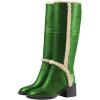 imageFSJ Women Fashion Knee High Round Toe Mid Chunky Block Heel Riding Dress Winter Wool Spring Shaft BootsGreen