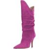 imageFSJ Women Slouchy Mid Calf Boots Pointed Toe Slim Stiletto High Heel Under Knee Boots V Cut Pointed Toe Pull On Winter Dress Shoe Size 415 USPurple
