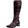 imageFSJ Women Studded Knee High Boots Side Zipper Motorcycle Riding Boot Square Toe Chunky Mid Heel Metal Buckle Strap Fashion Fall Winter Shoes Size 416 USDarkorchid
