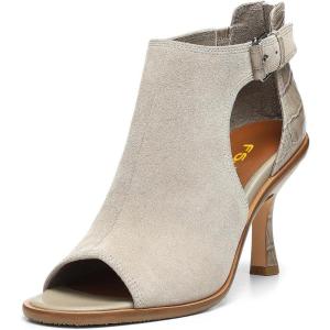 imageFSJ Women Peep Open Toe High Heel Sandals Cutout Ankle Strap Buckle Booties with Back Zipper Fashion Cocktail Nightclub Pumps Shoes Size 416 USLight Gray