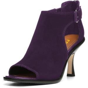 imageFSJ Women Peep Open Toe High Heel Sandals Cutout Ankle Strap Buckle Booties with Back Zipper Fashion Cocktail Nightclub Pumps Shoes Size 416 USPurple