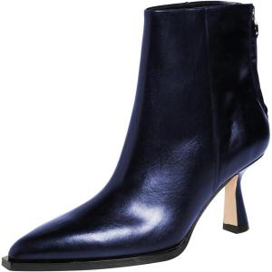 imageFSJ Women Pointed Toe Low Kitten Heel Ankle Boots Faux Leather Back Zipper Classic Short Booties Basic Office Dress Shoes Size 416 USBlue