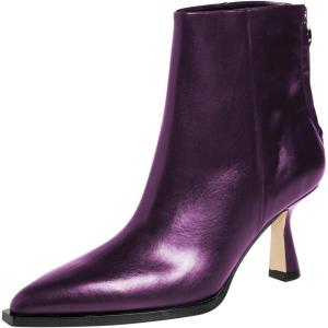 imageFSJ Women Pointed Toe Low Kitten Heel Ankle Boots Faux Leather Back Zipper Classic Short Booties Basic Office Dress Shoes Size 416 USPurple