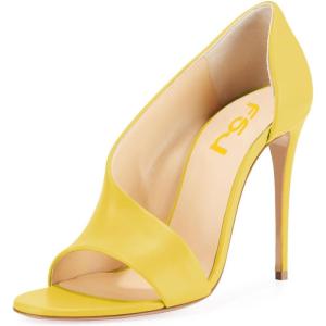 imageFSJ Women Sexy Stiletto High Heels Pumps Open Toe Sandals DOrsay Party Prom Shoes Size 415 USYellow