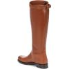 imageFSJ Women Regular Round Toe Flats Riding Knee High Boots Wide Calf Buckled Strappy Chunky Low Heel Western Long Boots Size 415 USBrown