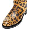 imageFSJ Women Regular Round Toe Flats Riding Knee High Boots Wide Calf Buckled Strappy Chunky Low Heel Western Long Boots Size 415 USLeopard Print