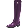 imageFSJ Women Regular Round Toe Flats Riding Knee High Boots Wide Calf Buckled Strappy Chunky Low Heel Western Long Boots Size 415 USPurple