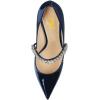imageFSJ Women Charming Rhinestone Flared Low Heel Pumps Closed Pointed Toe One Strap Slip On Comfortable Work Office Wedding Dance Dress Shoes Size 416 USDark Blue