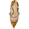 imageFSJ Women Charming Rhinestone Flared Low Heel Pumps Closed Pointed Toe One Strap Slip On Comfortable Work Office Wedding Dance Dress Shoes Size 416 USLeopard Print
