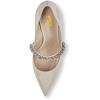 imageFSJ Women Charming Rhinestone Flared Low Heel Pumps Closed Pointed Toe One Strap Slip On Comfortable Work Office Wedding Dance Dress Shoes Size 416 USIvory