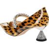 imageFSJ Women Charming Rhinestone Flared Low Heel Pumps Closed Pointed Toe One Strap Slip On Comfortable Work Office Wedding Dance Dress Shoes Size 416 USLeopard Print
