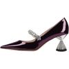 imageFSJ Women Charming Rhinestone Flared Low Heel Pumps Closed Pointed Toe One Strap Slip On Comfortable Work Office Wedding Dance Dress Shoes Size 416 USDark Orchid
