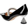 imageFSJ Women Charming Rhinestone Flared Low Heel Pumps Closed Pointed Toe One Strap Slip On Comfortable Work Office Wedding Dance Dress Shoes Size 416 USBlack