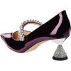 imageFSJ Women Charming Rhinestone Flared Low Heel Pumps Closed Pointed Toe One Strap Slip On Comfortable Work Office Wedding Dance Dress Shoes Size 416 USDark Orchid