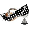 imageFSJ Women Charming Rhinestone Flared Low Heel Pumps Closed Pointed Toe One Strap Slip On Comfortable Work Office Wedding Dance Dress Shoes Size 416 USBlack Polka Dot