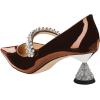 imageFSJ Women Charming Rhinestone Flared Low Heel Pumps Closed Pointed Toe One Strap Slip On Comfortable Work Office Wedding Dance Dress Shoes Size 416 USBrown