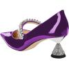imageFSJ Women Charming Rhinestone Flared Low Heel Pumps Closed Pointed Toe One Strap Slip On Comfortable Work Office Wedding Dance Dress Shoes Size 416 USPurple