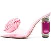 imageFSJ Women Charming Rose Floral Heel Sandals Clear PVC Band Crystal Chunky Heel Sexy Pointed Peep Toe Slip On Mules Party Prom Wedding Shoes Size 416 USPink