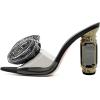 imageFSJ Women Charming Rose Floral Heel Sandals Clear PVC Band Crystal Chunky Heel Sexy Pointed Peep Toe Slip On Mules Party Prom Wedding Shoes Size 416 USBlack Rhinestone